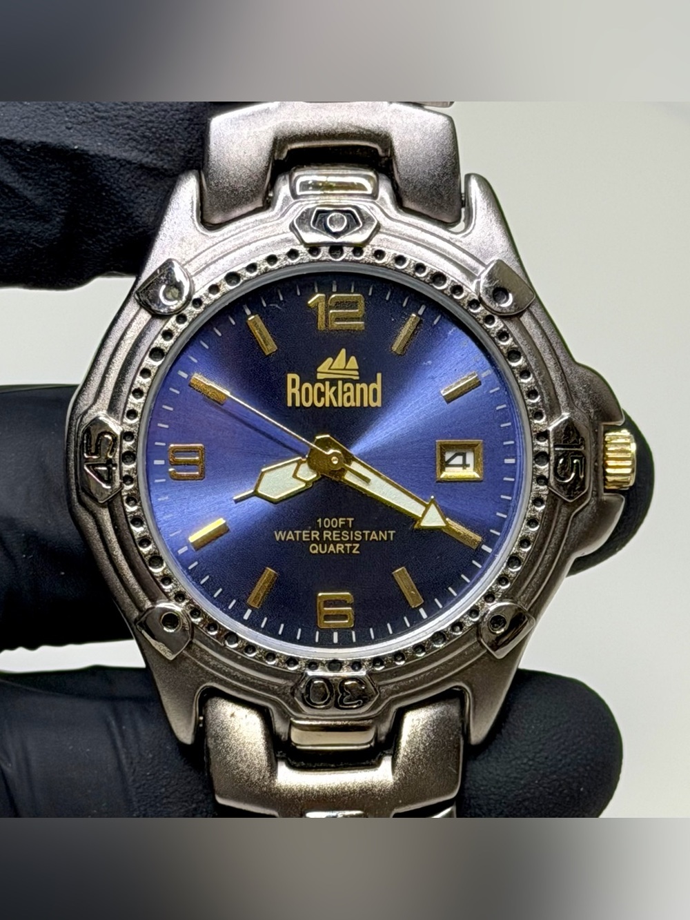 Rockland RK5003 Date Blue Dial Silver Stainless Steel Menโs 41mm Watch